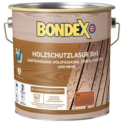 Bondex Holzschutzlasur 3in1 außen, 4L für 64 m2, Seidenmatt, UV- & Feuchtigkeitsschutz, Teak