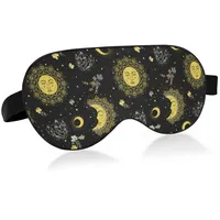 Vintage Sonne-Mond-Schlafmaske für Männer und Frauen, verdunkelnde Augenabdeckung, weiche, leichte, bequeme Augenmaske mit verstellbarem Klettverschluss, blockiert Licht für Reisen, Schlaf, Yoga, Nick