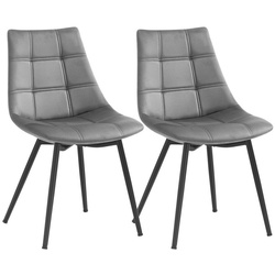 SONGMICS Polsterstuhl (2 St), Esszimmer Stühle, Samt, 54 x 48,5 x 81 cm grau