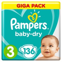 Pampers Baby-Dry Größe 3, 136 Windeln