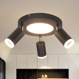 GBLY Deckenleuchte Led Deckenspot 3 Flammig - Deckenstrahler Schwarz Gu10 Deckenlampe 3000k Küchenlampe 20w Schwenkbar Flurlampe Metall Für Schlafzimmer Büro