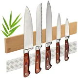 ECENCE Magnetleiste Messer selbstklebend 40cm Messerleiste magnetisch Holz mit starkem Magnet, Messerhalter aus Bambus Wandmontage oder Selbstklebend, Werkzeugleiste