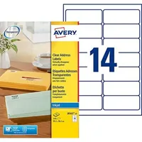 Avery Zweckform AVERY J8563–25 350 Etiketten, transparent, 99,1 x