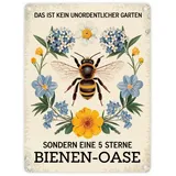 speecheese Biene mit Blumen DAS IST KEIN UNORDENTLICHER GARTEN Metallschild in 15x20 cm Lustiges Bienenschild für Gartenliebhaber