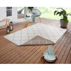Teppich NORTHRUGS "Corsica Wendeteppich", weiß (linen weiß), B:120cm H:5mm L:170cm, Kunstfaser, Teppiche, In-& Outdoor, Wetterfest, Balkon, Läufer, Wohnzimmer, Wasserfest