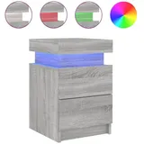vidaXL Nachttisch mit LED-Leuchten Grau Sonoma 35x39x55 cm