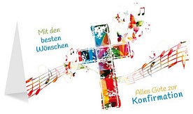 LUMA Konfirmationskarte Kreuz mit Noten DIN B6