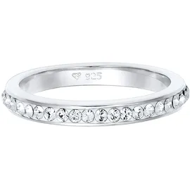 Elli Fingerring ELLI "Bandring 925 Silber vergoldet, mit Kristallen von Swarovski" Gr. 54, weiß, Fingerringe, Damen, 54mm,mit Steinen, Silber 925 (Sterlingsilber), 2,5mm, Fingerring