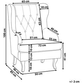 Beliani Sessel, Weiß, Schwarz, Textil, 65x100x85 cm, Wohnzimmer, Sessel, Polstersessel