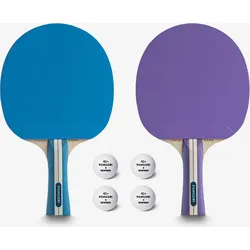 Tischtennis Set mit 2 Schlägern und 4 Bällen ITTF - TTR 130 4* SPIN lila/blau -|- No Size