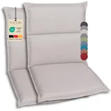 GO-DE Textil Bequeme und attraktive Polsterauflagen für Hochlehner-, Mittellehner- und Niederlehner-Gartenstühle (2er-Set, Uni Beige, Niederlehner)