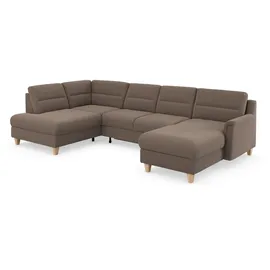 sit&more Wohnlandschaft SIT & MORE "Farö U-Form", grau (taupe), B:325cm H:90cm T:187cm, Sofas, Wohnlandschaft, inklusive Federkern, wahlweise mit Bettfunktion und Bettkasten