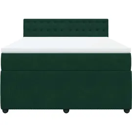 vidaXL Boxspringbett 140 x 200 cm Dunkelgrün