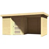 Woodfeeling Schwandorf 3 4,33 x 2,13 m natur inkl. Anbaudach, Seiten- und Rückwand