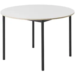 Muuto Base Tisch rund, Ø 110 cm, weiß laminat / schwarz