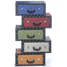 Kobolo Kofferregal Regal in Kofferoptik - bunt - 5 Fächer - 60x32x106 cm