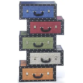 Kobolo Kofferregal Regal in Kofferoptik - bunt - 5 Fächer - 60x32x106 cm