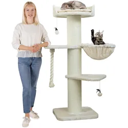 HAPPYPET Premium Kratzbaum Grosse Katzen Stabil 'Cooper' – 150 cm Großer Katzenbaum   Creme