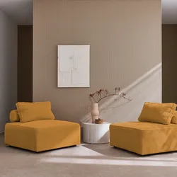 2er-Set Sessel ohne Armlehne mit Cord- Bezug für ein modulares Sofa, mit einem Kissen - Lao