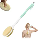 Elzle Rückenbürste Duschbürste, 44 cm Körperduschbürste Badebürste mit langem stiel,Doppelseitige Massagebürste Peelingbürste zum Entfernen Abgestorbener Haut, CellGulite Grün