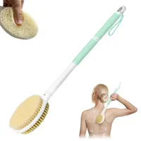 Elzle Rückenbürste Duschbürste, 44 cm Körperduschbürste Badebürste mit langem stiel,Doppelseitige Massagebürste Peelingbürste zum Entfernen Abgestorbener Haut, CellGulite Grün