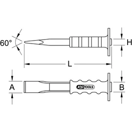 KS Tools Mauermeißel mit Handschutzgriff, flach oval, 33x600 mm (162.0207)