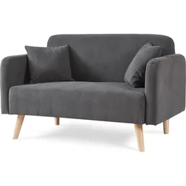 [en.casa] Sofa Midt Cord 132 x 70 x 81 cm Grau mit Kissen