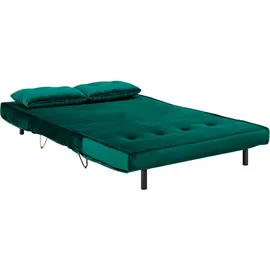 Beliani Schlafsofa Stoff 2-Sitzer Dunkelgrün