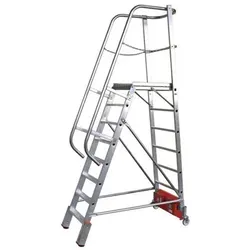 Podestleiter Vario kompakt, Aluminium, mit Plattform, 8 Stufen
