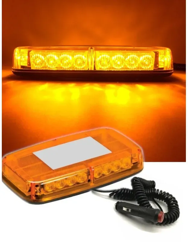 12V/24V leistungsstarke LED-Warnleuchte mit Magnetfuß, 15 Modi, orange Glas, für Pannenhilfe-Plattform