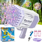 Seifenblasenmaschine Pistole, 69 Löcher Automatische Seifenblasenpistole, Seifenblasen Pistole, Bazooka Bubble Gun Machine, mit 2 Seifenblasenflüssigkeit, Spielzeug für Kinder Outdoor Party Hochzeit