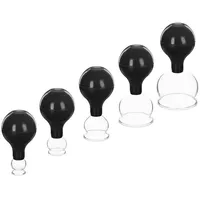 Navaris 5x Schröpfgläser mit Saugball - Vakuum Massage Schröpfen Cupping - Schröpfset aus Glas mit Ball - Schröpfglas für u.a. Gesicht Rücken