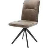 DeLife Esszimmerstuhl Vinjo-Flex Mikrofaser Taupe Vintage Kreuzgestell kantig Schwarz, Esszimmerstühle