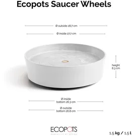 Ecopots Untersetzer Amsterdam Rollen Weiß 28,7 cm x 8,3 cm