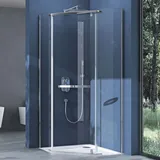 doporro Fünfeckdusche Duschkabine Rav08K 100x100x195cm Duschabtrennung ESG-Sicherheitsglas Klarglas inkl. Easy-Clean-Beschichtung - Silber