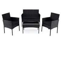 COSTWAY Balkonset, (4-tlg), Rattan Gartenmöbel Set, Sitzgruppe für 4 Personen schwarz