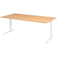 Bümö Schreibtisch Buche, Weiß, Nachbildung,Buche, Rechteckig, 200x74x100 cm, FSC
