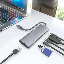 AISENS ASUC-7P031-GR USB-C 7 Ports), Dockingstation - USB Hub, Grau,