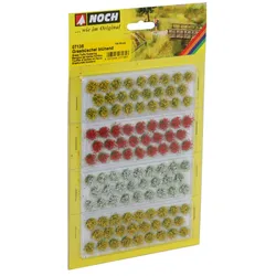 NOCH Grasbüschel “blühend”, H0 (1:87)/TT (1:120), Grün, Rot, Weiß, Gelb, 104 Stü