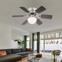 Deckenventilator mit LED Beleuchtung Wohnzimmer Beleuchtung Raum Kühlung silber