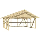 SKANHOLZ Skan Holz Carport Schwarzwald m. Dachlattung u. Rückwand 684 x 600 cm Natur