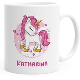 SpecialMe® Namenstasse personalisierte Kaffee-Tasse mit Namen mit Namen und Einhorn Motiv persönliche Geschenke weiß Keramik-Tasse