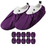 Ferocity 5 Paar Mehrweg Schuhüberzieher EU 40-45 für Erwachsene Wasserabweisend Überschuhe Rutschfester Waschbarer Schuhschützer Unisex Männer Frauen aus Polyester Violet x5 [142] - 5 Pair 40-45 size