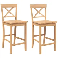 VidaXL Barhocker 2 Stk. Natur Massivholz Gummibaum