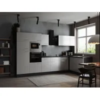 Respekta Winkelküche L-Form 340 x 172 cm Grau Weiß