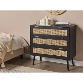 Beliani OPOCO 80 x 80 x 40 cm Schwarz / Beige Rattan