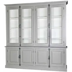 Vitrine Landhaus Bajonett aus Kiefernholz, 4 Glastüren, 4 Türen