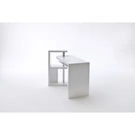 MCA Furniture Eckschreibtisch Schreibtisch weiß Hochglanz und Chrom Arbeitstisch schwenkbar Büromöbel Mattis