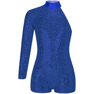 TiaoBug Mädchen Langarm Ballettanzug Rollkragen Ballett Trikot Pailletten Body mit Bein Gymnastikanzug Turnanzug Ballettkleidung gr. 110-164 Blau M 146-152