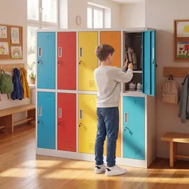Jan Nowak Schließfachschrank Metall 150 x 136 x 45 cm grau 10 Fächer abschließbar